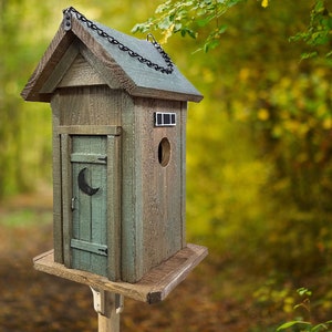 Outhouse | Unique Birdhouse Handmade USA | Outdoor Indoor | Garden Accent | Architectural