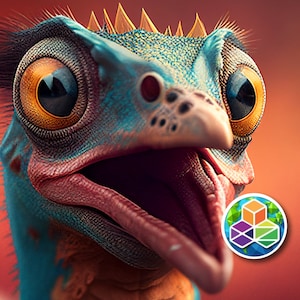 Closeup of Baby Ostrich or Dinosaur. Printable File.