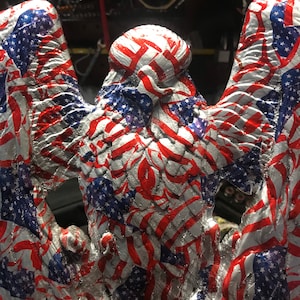 Patriot American Bald Eagle Wood Sculpture.