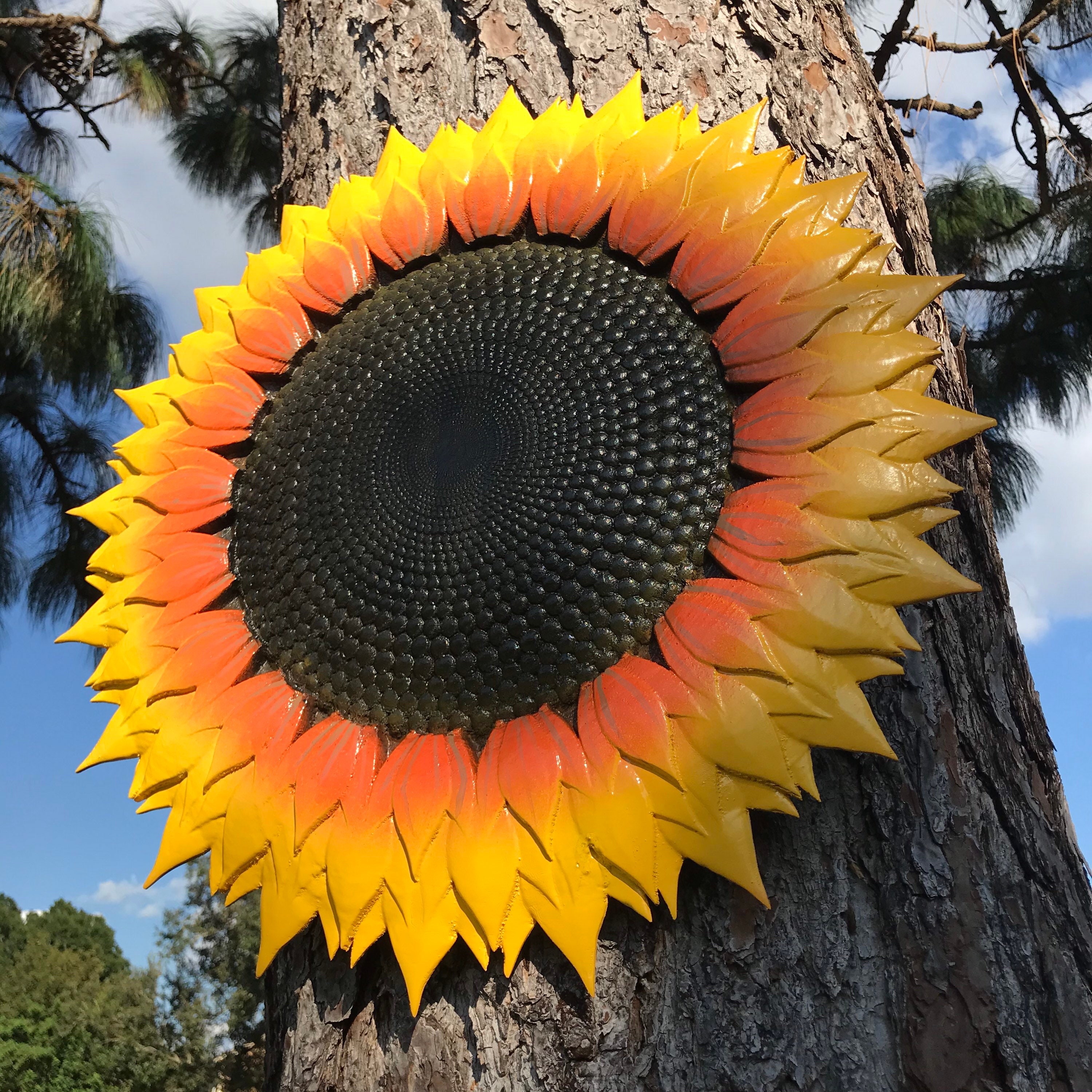 Sunflower Wood Sculpture Garden Home Decoration. Custom Etsy