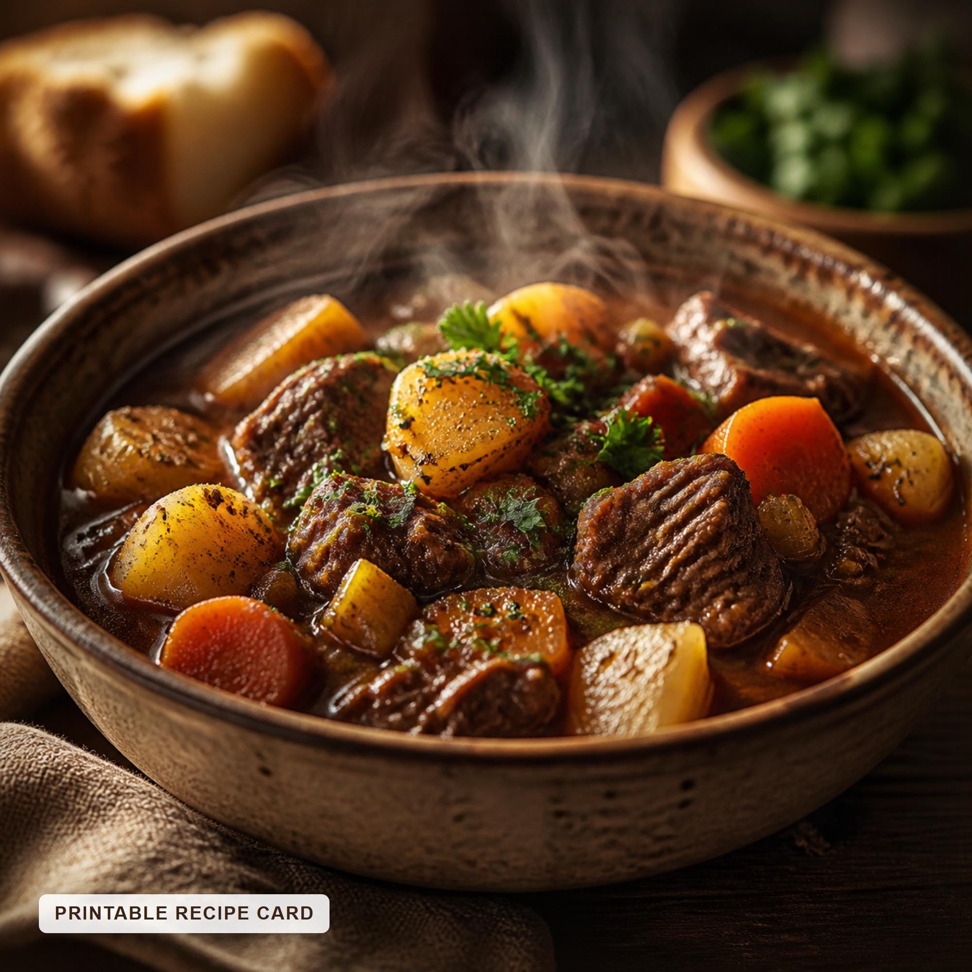 Stew Card Hearty Beef Stew Recipe Card | Printable 5x7