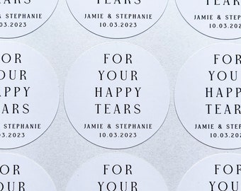 Pegatinas de boda "Para tus lágrimas de felicidad" / Etiquetas personalizadas para regalos de boda / Pegatinas de boda personalizadas Reino Unido