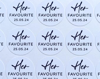 Pegatinas de boda favoritas de ella y de él, pegatinas de boda personalizadas, detalle de boda, pegatinas de boda monocromáticas, pegatinas de confeti