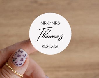 Mr & Mrs personalised wedding stickers, customised wedding stickers, wedding favours, monochrome wedding stickers, confetti stickers