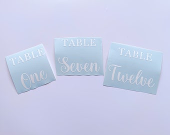Wedding Table Number Vinyl Decal: DIY Reception Decor