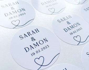Personalised Mr & Mrs Wedding Stickers | Custom Favour Labels for Gift Boxes and Bags | Wedding Name and Date Stickers UK