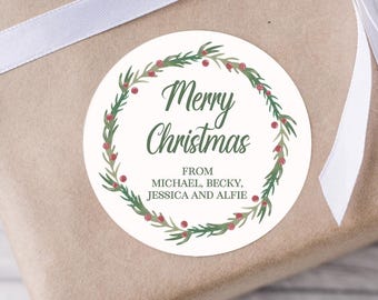 Pegatinas personalizadas para coronas navideñas / Pegatinas con nombre personalizado / Etiquetas de regalo festivas / Hechas a mano en el Reino Unido