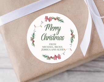 Pegatinas personalizadas para coronas navideñas / Pegatinas con nombre personalizado / Etiquetas de regalo festivas / Hechas a mano en el Reino Unido