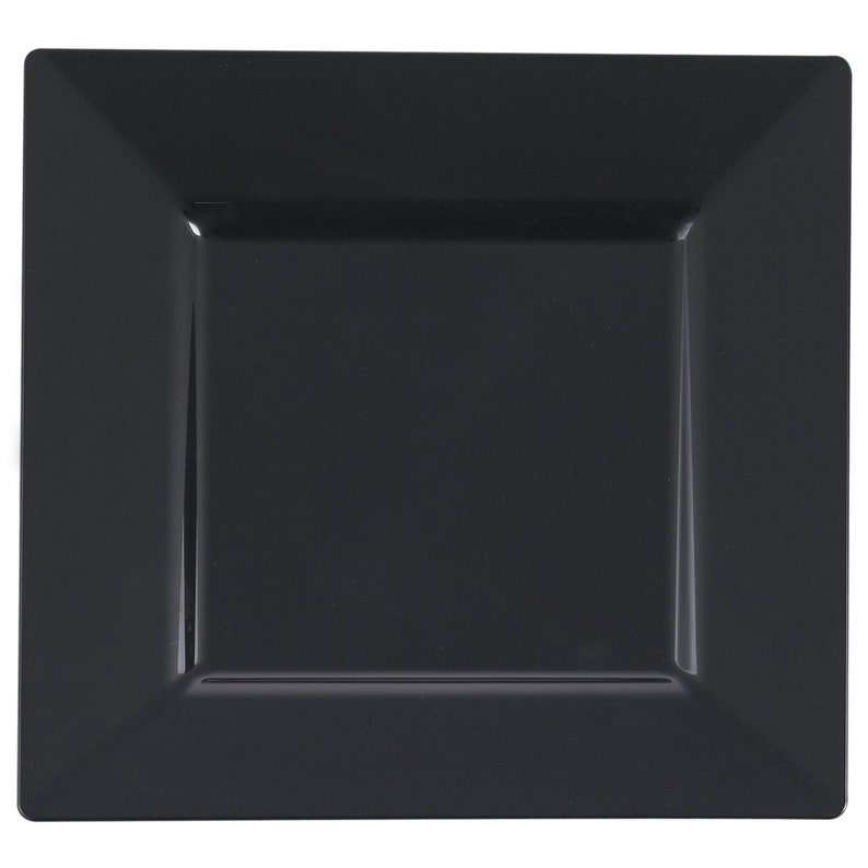 9 1/2 Black Square Dinner Plastic Plate 10ct. Etsy