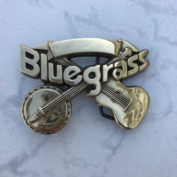 Vintage Men's Belt Buckle Bluegrass Solid Brass 1980 Baron Buckles