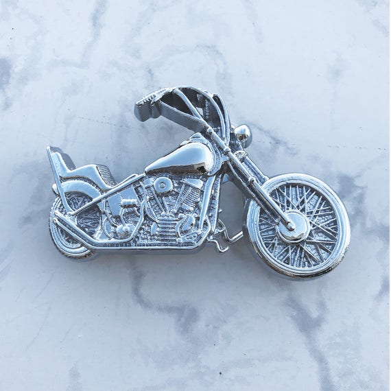 Vintage Men's Belt Buckle Harley Bike Solid Brass