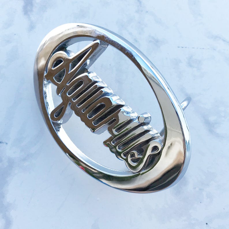 Vintage Men/'s Belt Buckle Zodiac Aquarius Solid Brass Chrome Plated