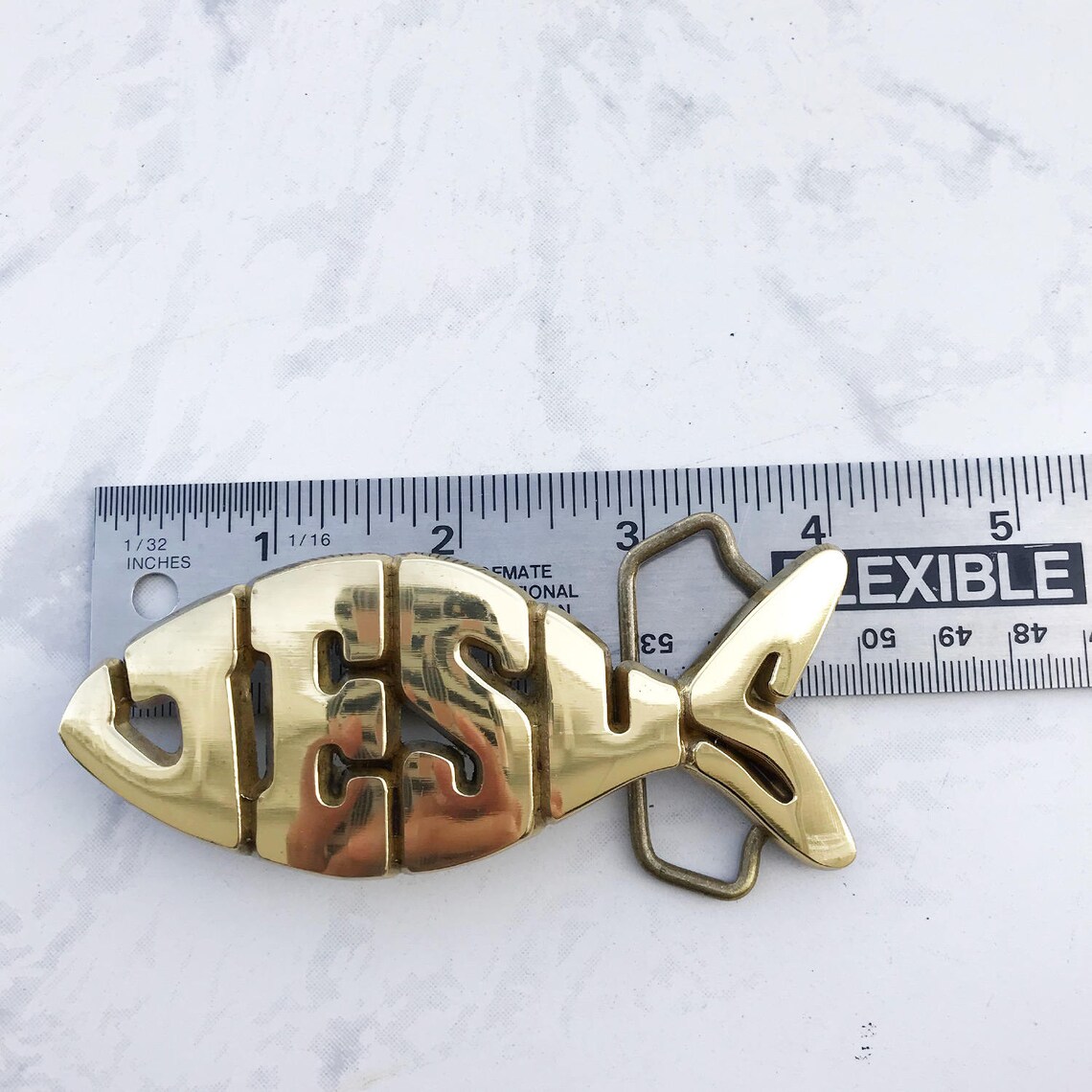 Vintage Men's Belt Buckle Jesus Fish Solid Brass Baron Etsy