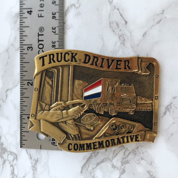 Vintage Belt Buckle Truck Driver Commemorative So… - image 5