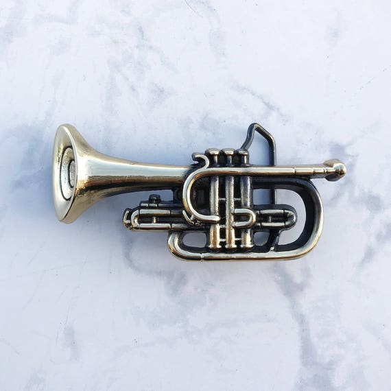 Belt Buckle Trumpet Solid Brass 1979 - Etsy
