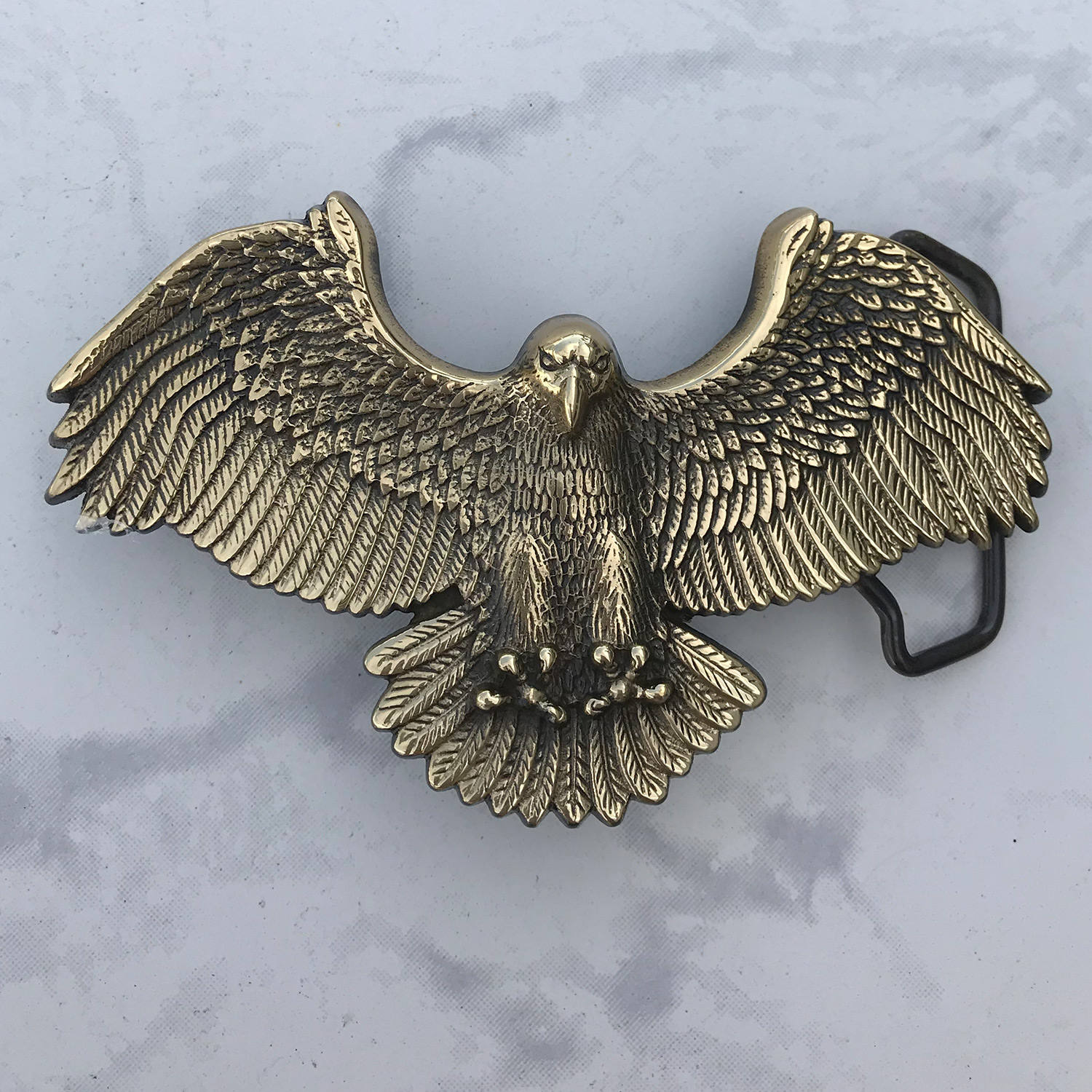 Vintage Men's Belt Buckle Eagle Solid Brass 1980 Baron Buckles 