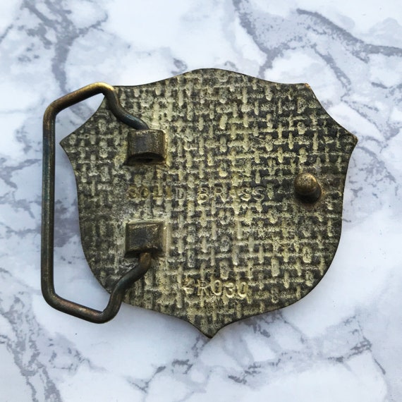 Vintage Belt Buckle Audi Auto 1980s Solid Brass Epoxy… Gem