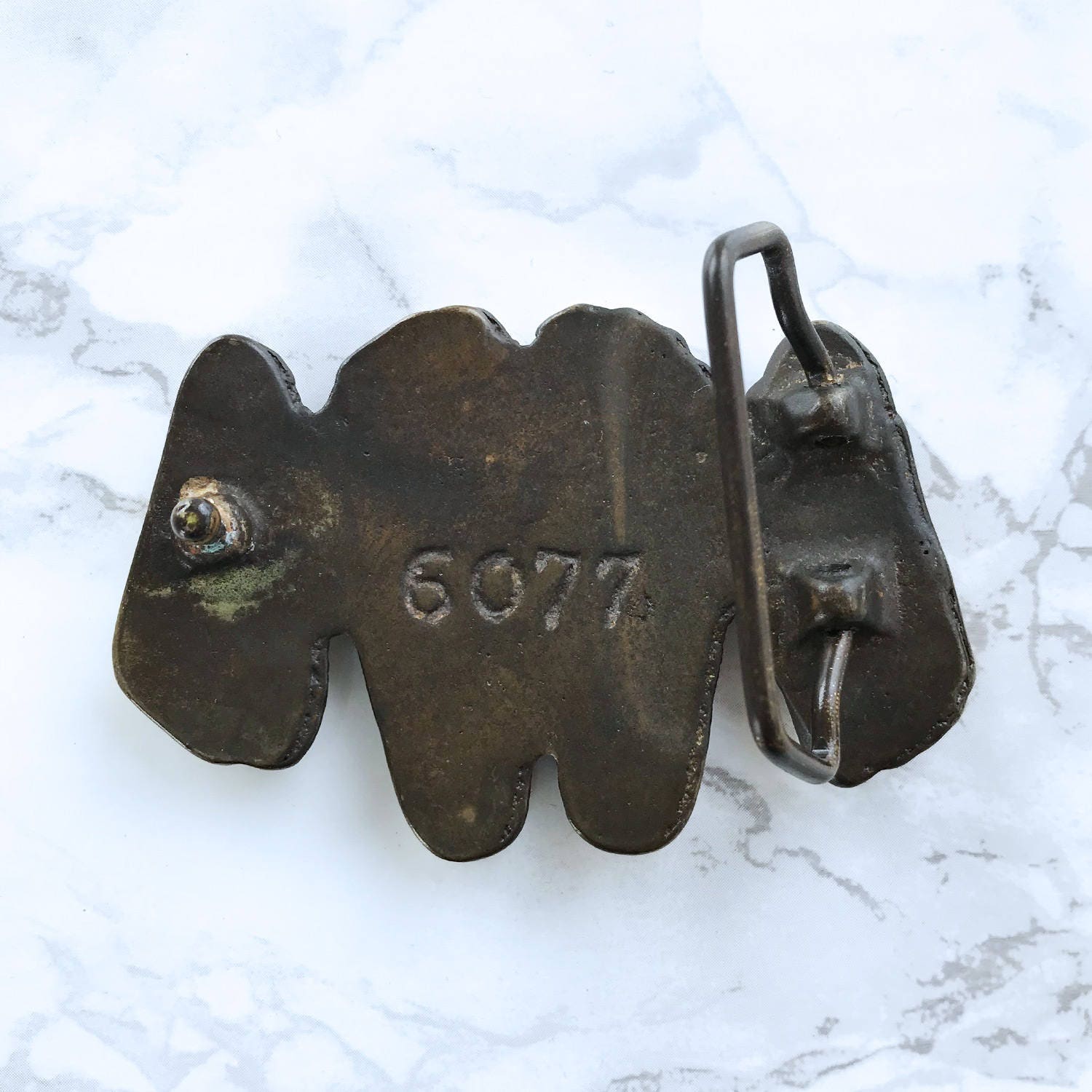 Vintage Men's Belt Buckle Missionary Style Solid Brass 1978