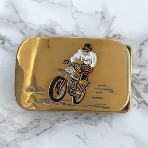Vintage Belt Buckle Motocross Solid Brass Baron Buckle
