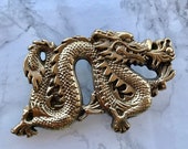 Vintage Men 39 s Belt Buckle Dragon Solid Brass 1981