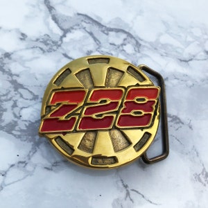 Vintage Belt Buckle Chevrolet Camaro Z28 Auto 1970s Solid Brass Epoxy filled