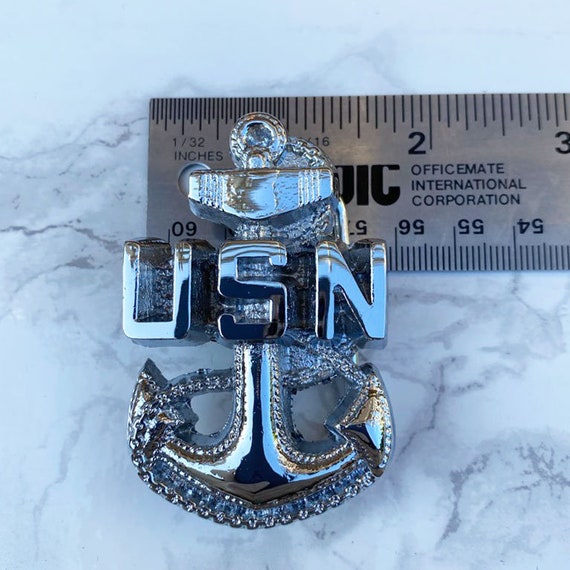 Vintage Men's Belt Buckle UNITED STATES NAVY Boot… - image 4