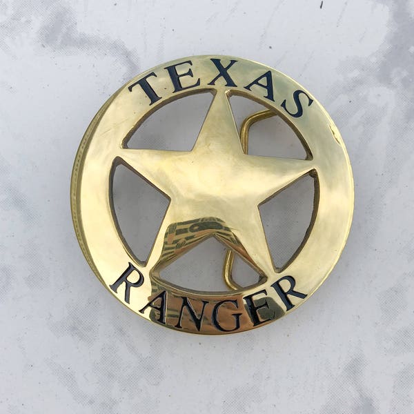 Vintage Men's Belt Buckle Texas Ranger Solid Brass