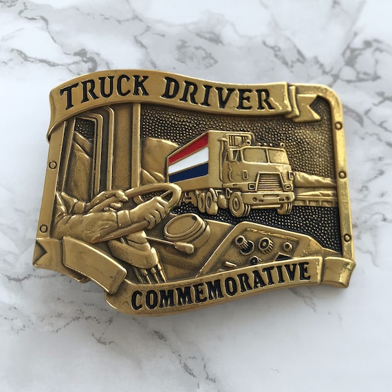 Vintage Belt Buckle Truck Driver Commemorative So… - image 1