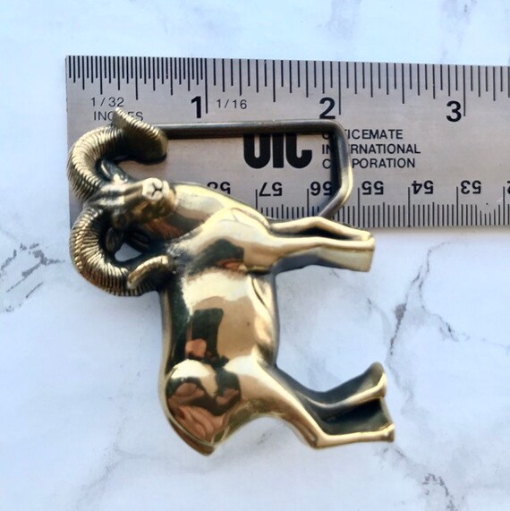 Vintage Belt Buckle Ram Goat Full Body Solid Brass 1978  display picture 2