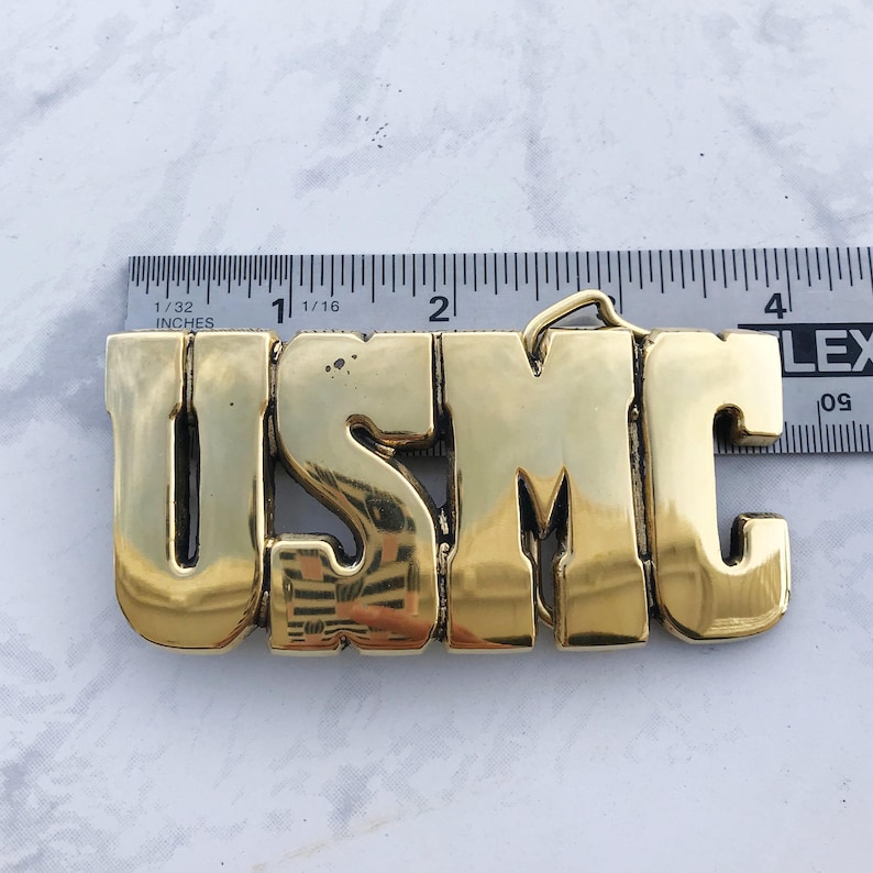 Vintage Belt Buckle USMC Solid Brass Baron Buckles Etsy