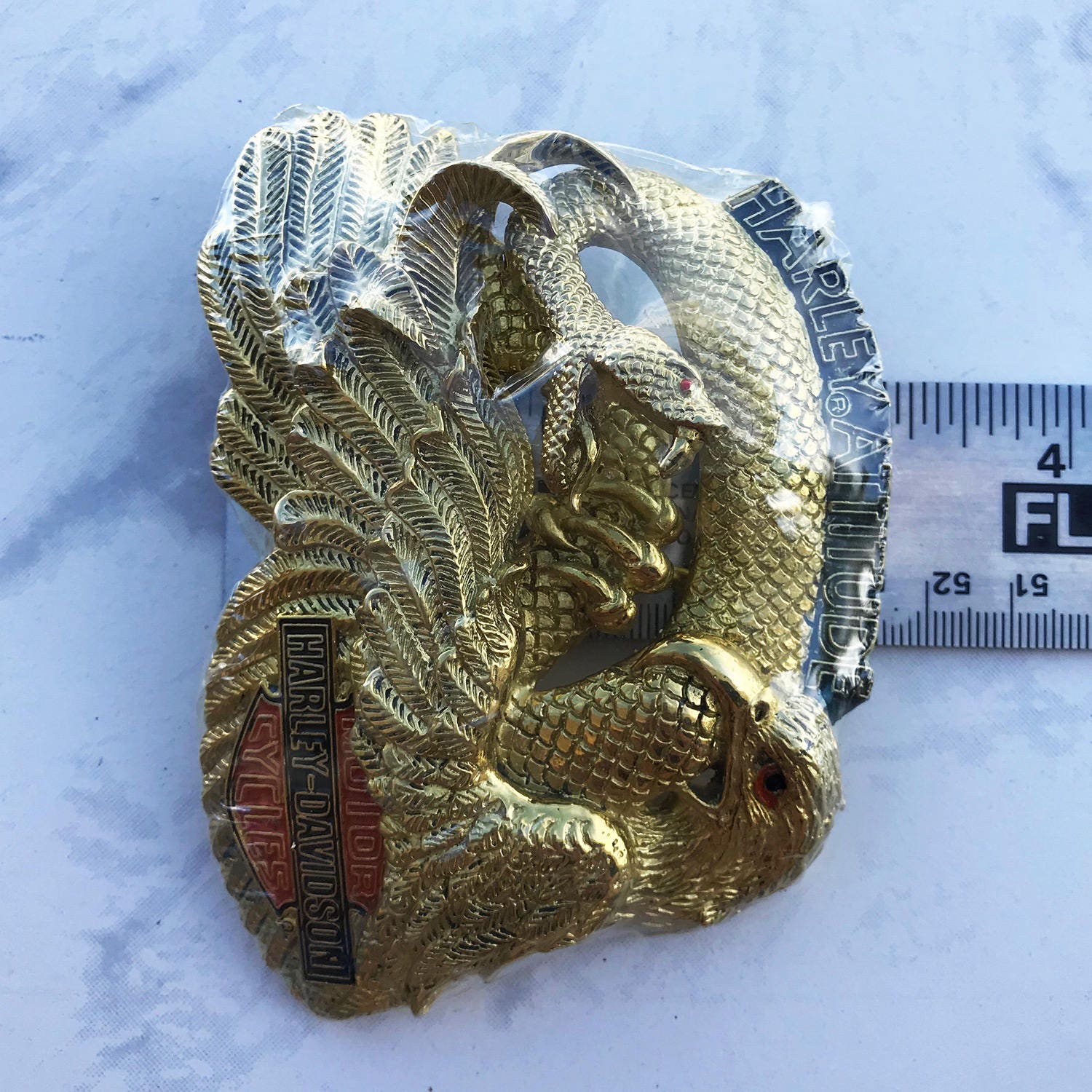 Harleton Buckle Vintage Harley Men's Belt Buckle Eagle and Snake Harley Attitude Solid ...