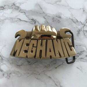 Vintage Belt Buckle Mechanic Solid Brass 1981 Baron Buckle