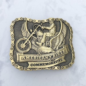 Vintage Men&#39;s Belt Buckle Biker Commemorative Solid Brass 1984 Baron Buckle Limited Edition