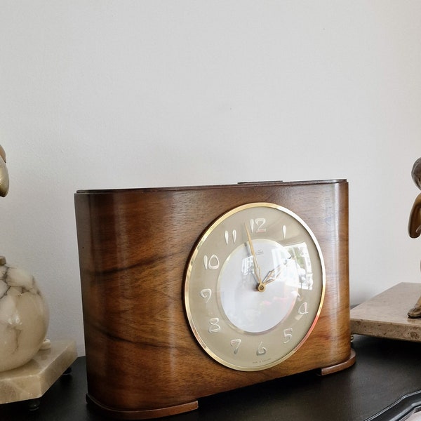 LATE ART DECO Walnut Case 'Time Savings Clock' 1950s