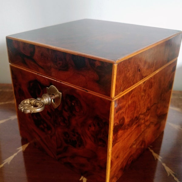 FRENCH NAPOLEONIC MIRRORED Box and Key 1800S- Perfume Caddy