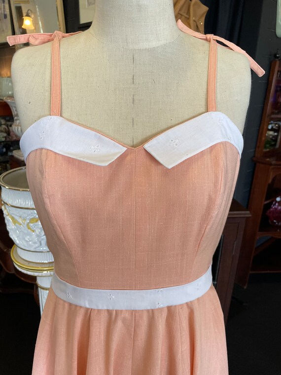 1970s Maxi Dress with Tie Up Straps - Homemade - image 3