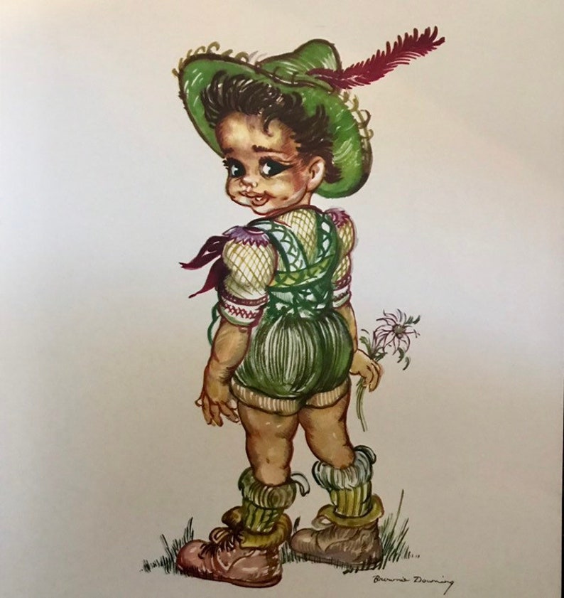1950's Brownie Downing Watercolour Print toni Etsy