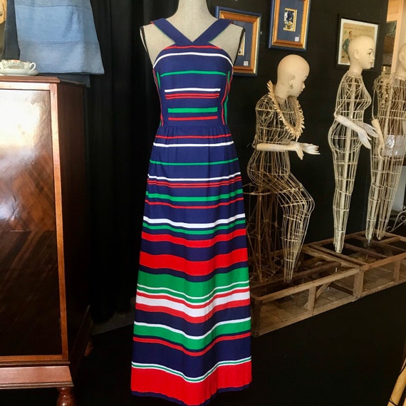 Vintage 1970’s Cotton Geometric Maxi Dress by Mali