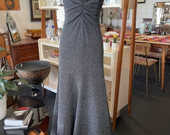 1970’s Black and Silver Lurex Maxi Dress - Homemade