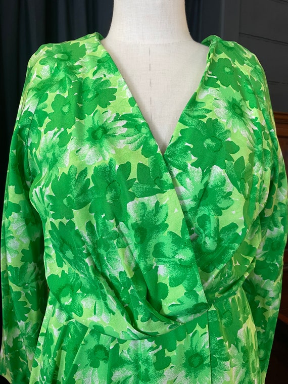 Givenchy Silk Wrap Dress Green Floral 1980s - Etsy
