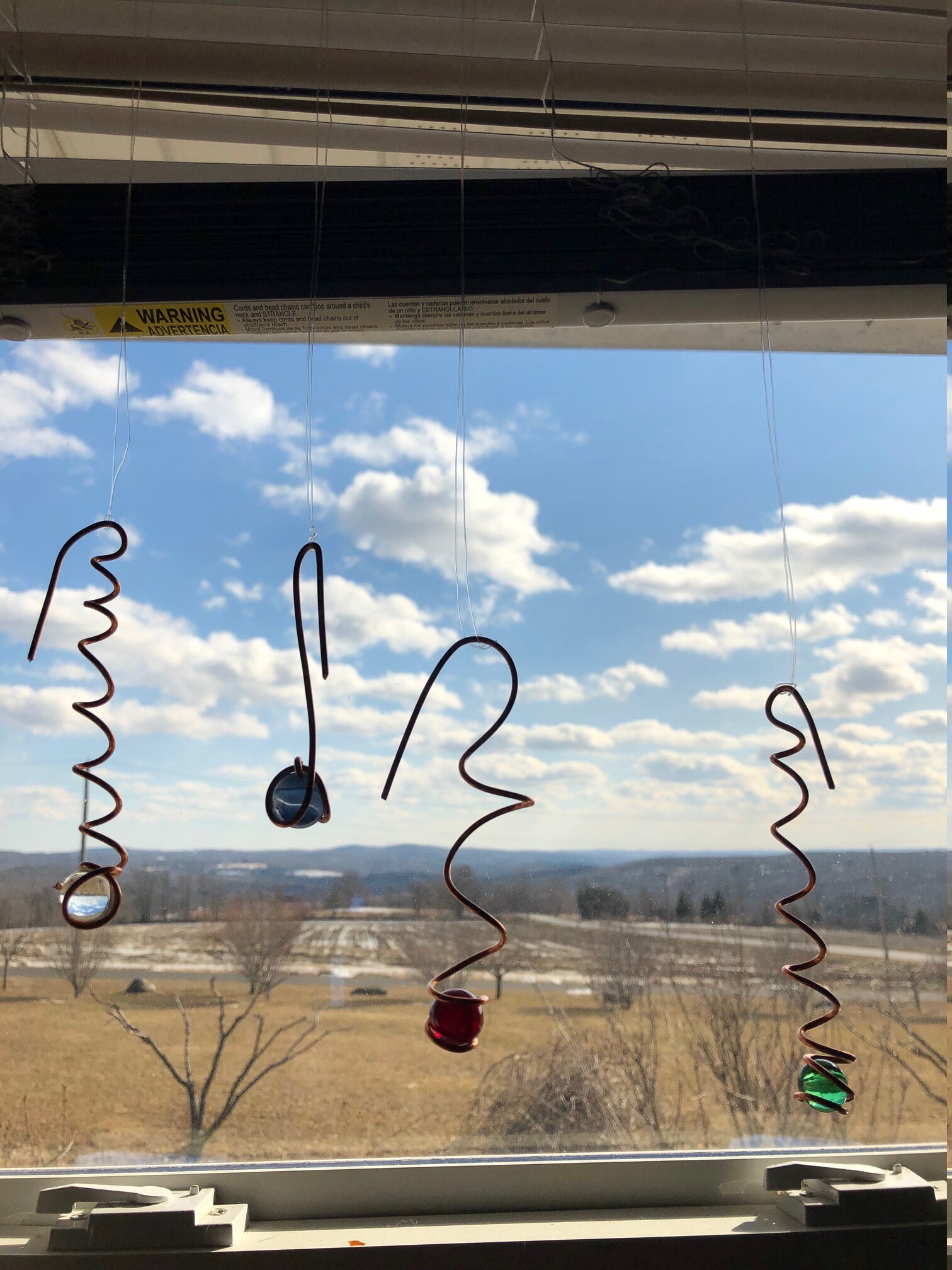 Set of 4 Copper and Glass Marble Sun Catchers Etsy