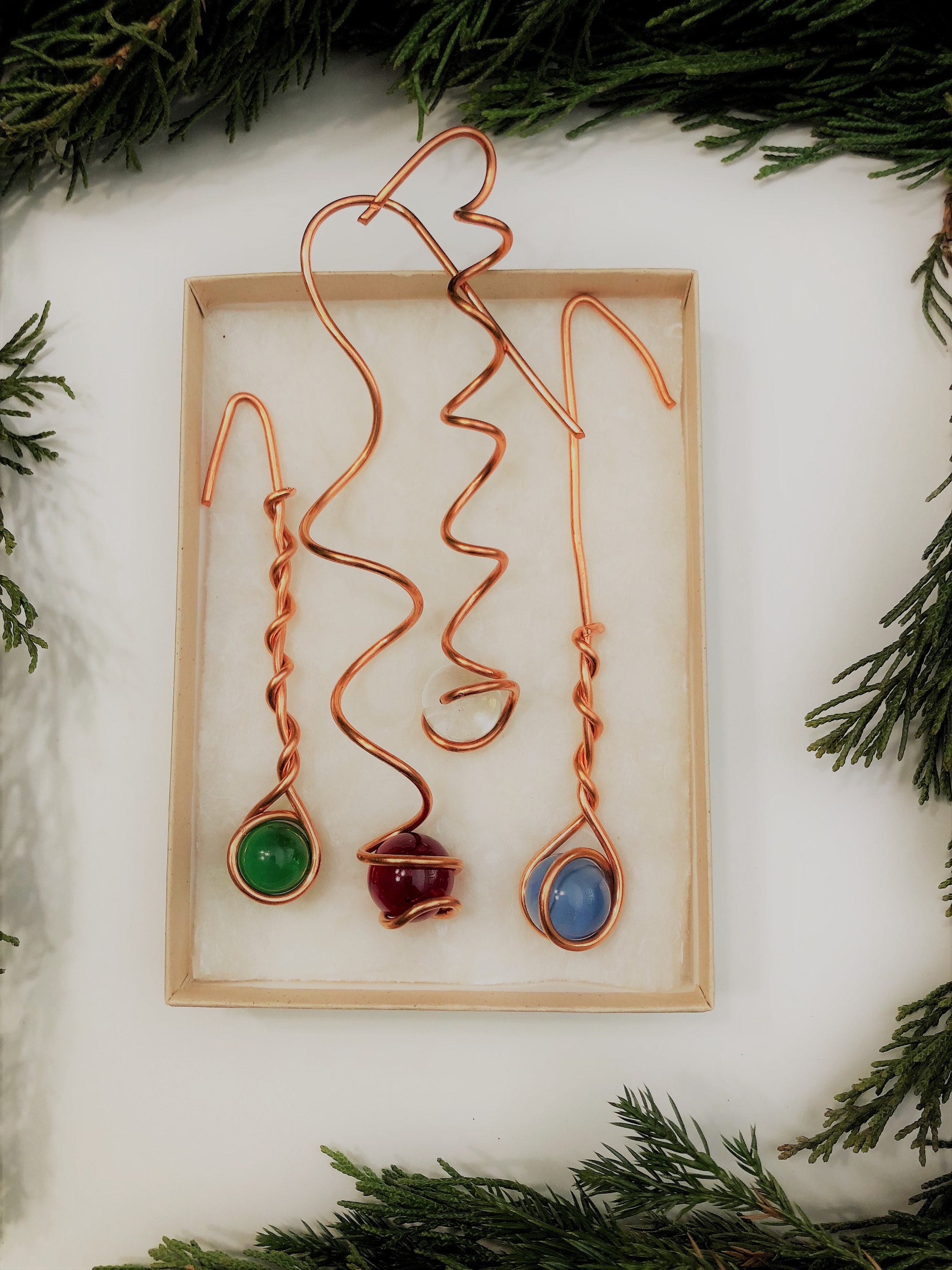 Set of 4 Copper and Glass Marble Sun Catchers Etsy