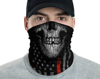 Fiji Flag Sugar Skull Seamless Rave Bandana Neck Gaiter Tube Headwear Face Bandana Scarf for Women Men