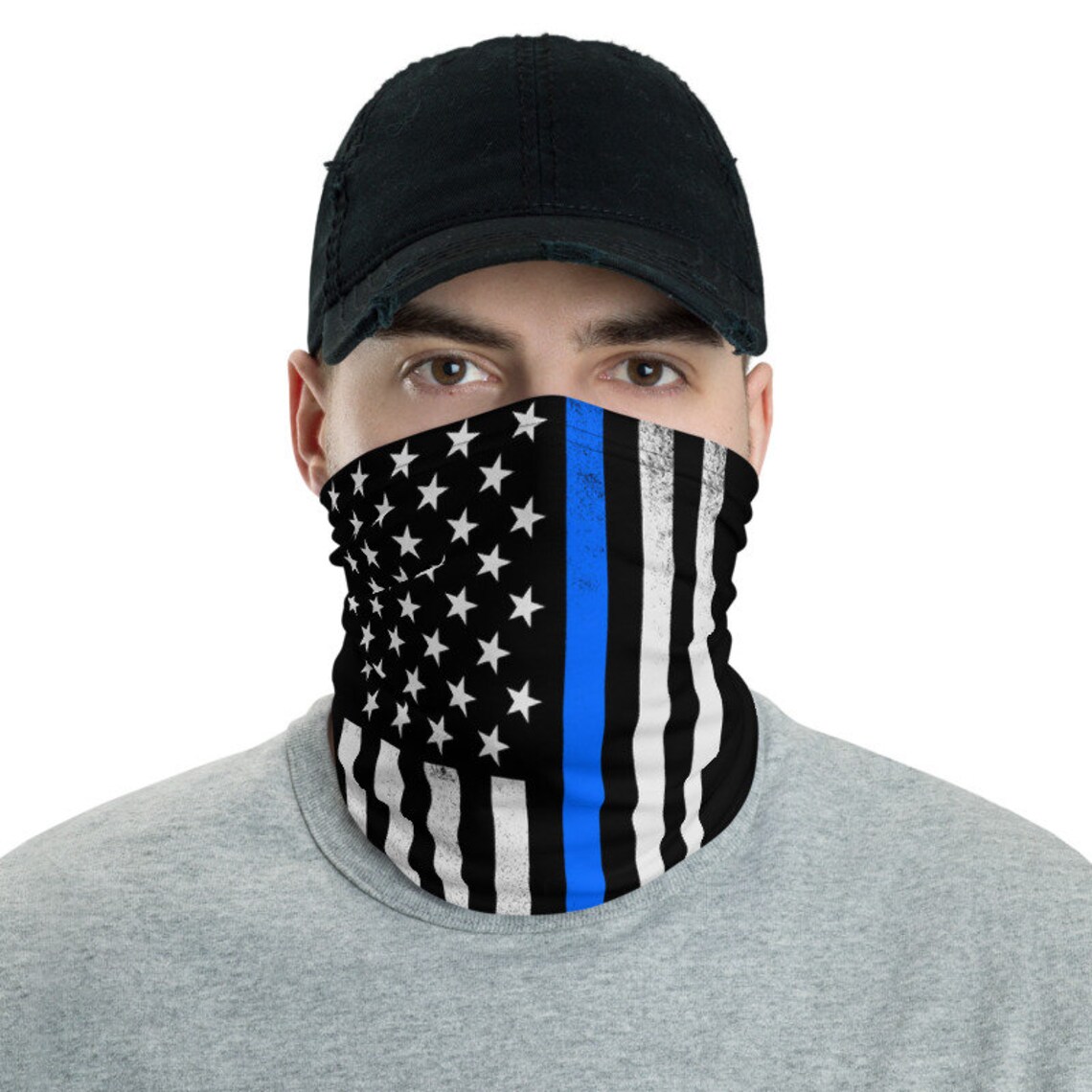 Thin Blue Line Face Mask / Police Face Mask / American Flag Etsy