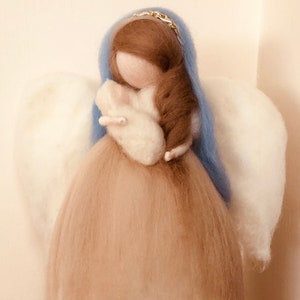 Needle Felt Angel Christmas Tree Topper with a Baby