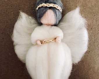 Needle Felted Guardian Angel-Fairy Ornament Protection, Comfort, Grieving, Christmas