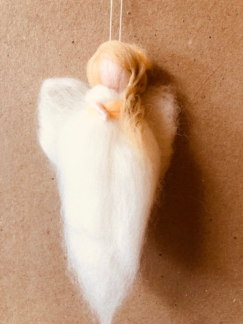waldorf inspired Christmas Christmas 3 Needle felted guardian fairies-angels white and gold ornaments grieving