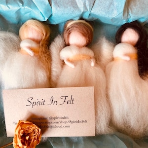 Christmas Three Needle Felted Guardian Angel-Fairy - White and gold ornaments, comfort, protection, grieving, waldorf inspired