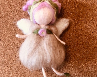 Needle felt spring fairy Waldorf inspired, handmade, wool, Easter, nature table, children room, home decor