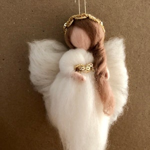 Christmas Needle Felted Guardian Angel Fairy Ornament (tree, grieving, protection, comfort, Christmas, valentines gift)